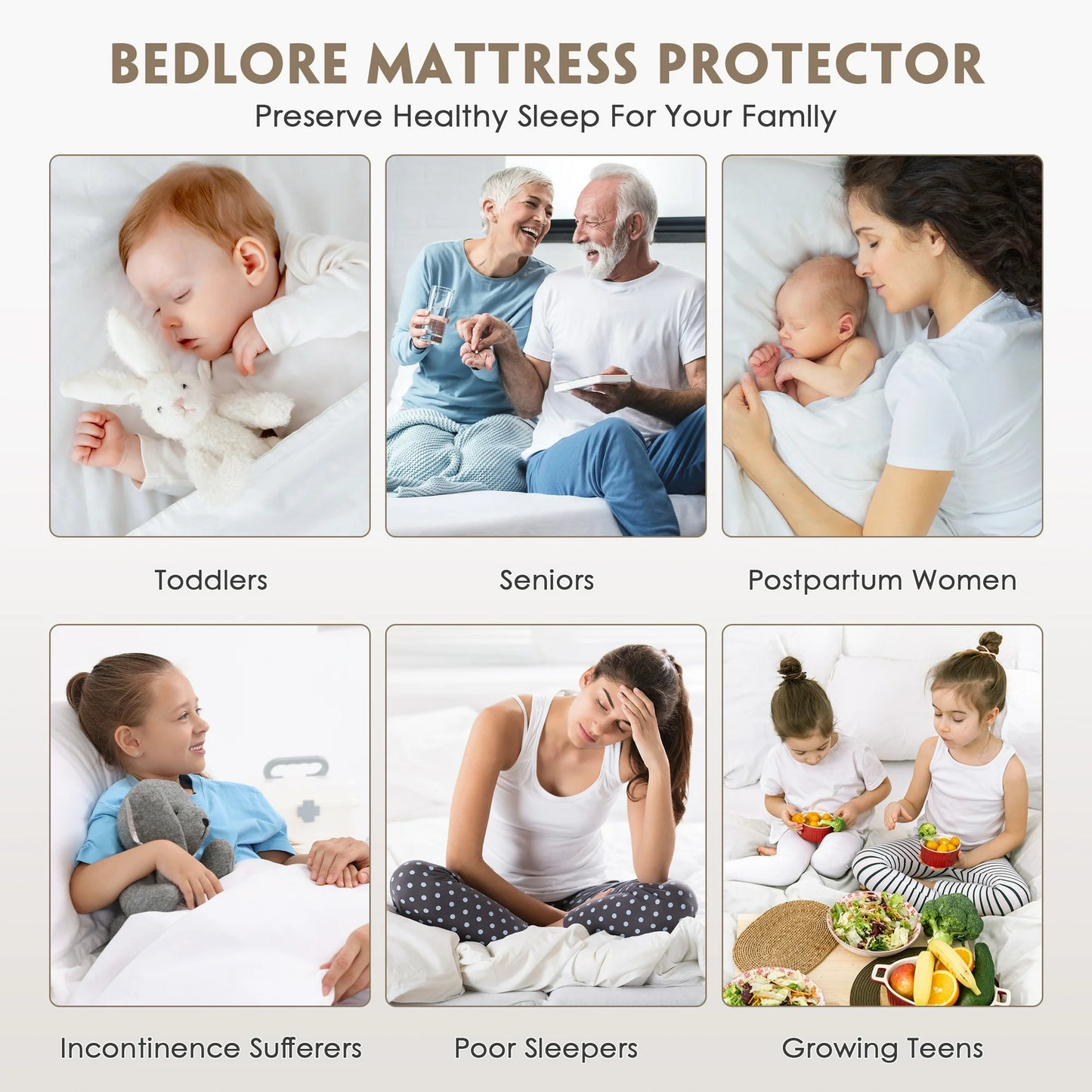 MOONORAH Mattress Protector, Waterproof Mattress Cover Pad with Deep Pocket, Queen Size Machine Washable Soft Breathable Bed Mattress Protectors with Stretchable Pockets - White