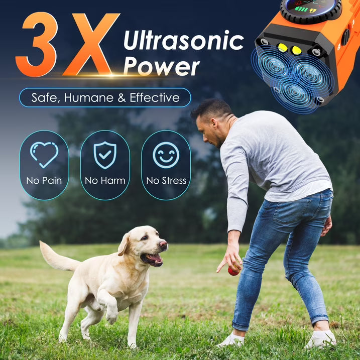 Kaipara Dog Bark Deterrent Device - 3X Ultrasonic Anti Barking, 35 ft Range