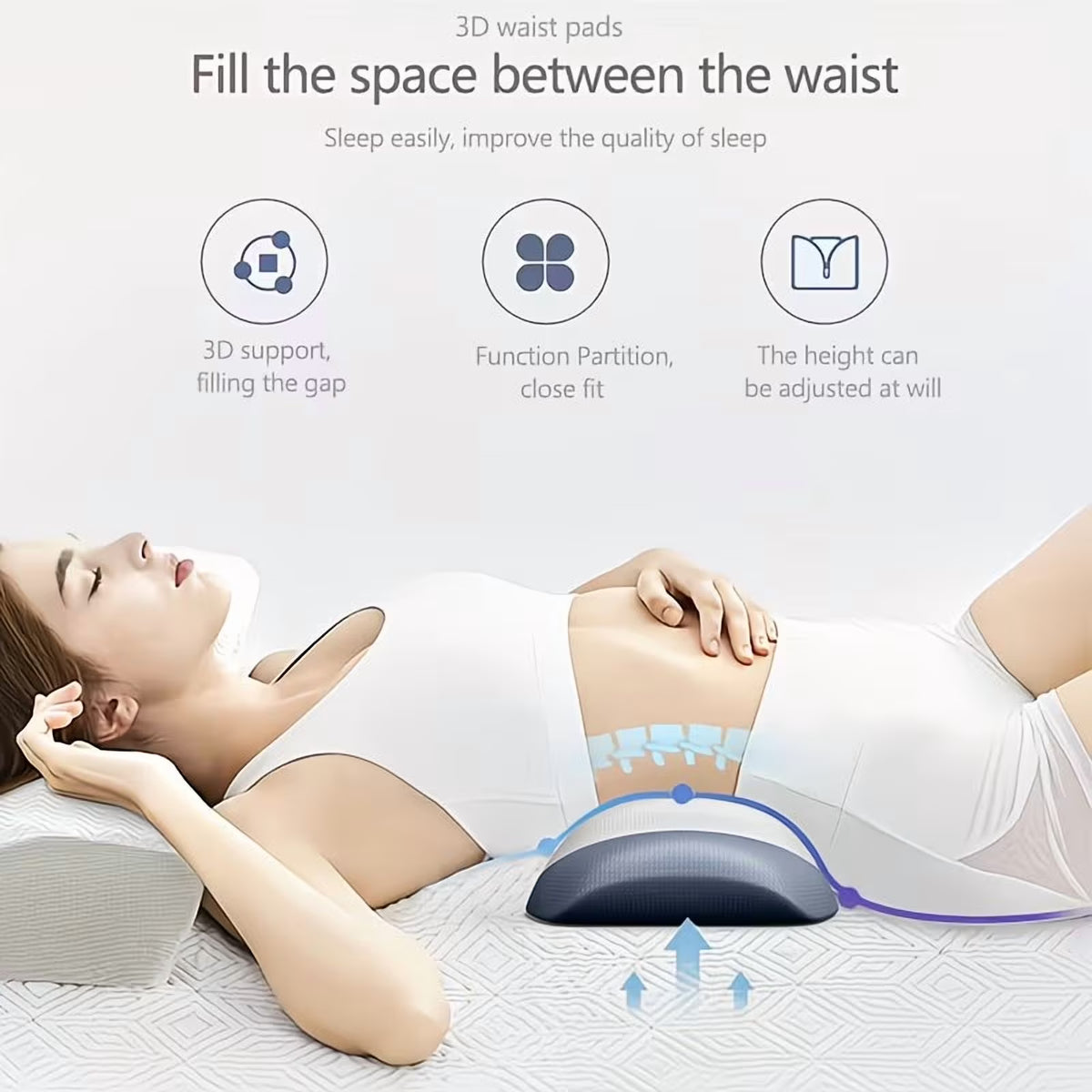MOONORAH Lumbar Support Pillow - Memory Foam Ergonomic Design - Standard/Queen, Blue
