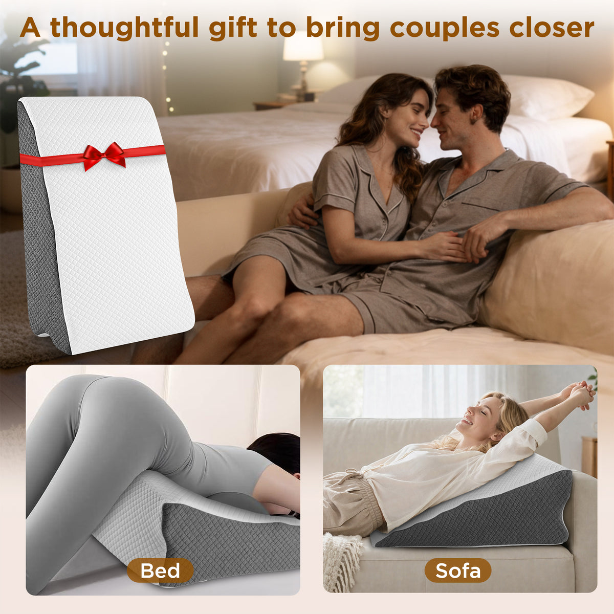 KAIPARA Memory Foam Wedge Pillow for Sleeping, Bed Wedge Pillow for Acid Reflux & Snoring Relief, Ergonomic Triangle Support Pillow for Reading, Sitting and Back Support