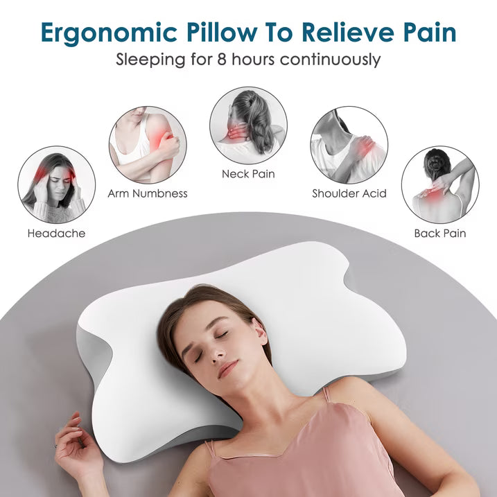 MOONORAH Memory Foam Neck Pillow - Extra Soft for Back Sleepers - Queen, Gray