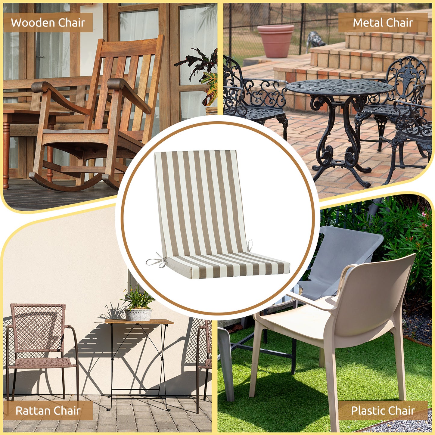 MOONORAH Outdoor Chair Cushions, Patio Seat Cushions Outdoor Chair Pads, 42"L x 18"W Rectangle Waterproof Outdoor Chair Cushion Garden Sofa Couch Chair Pads, Premium Comfortable, Striped