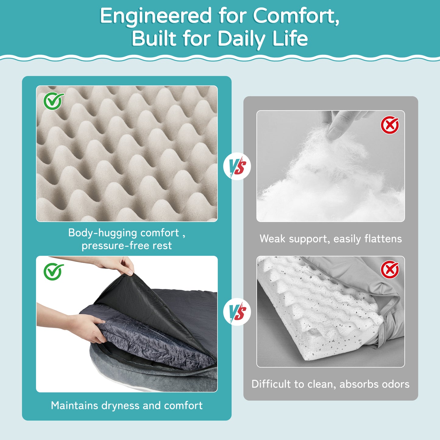 MOONORAH Dog Bed for Medium & Large Dogs – 42” Washable Dog Sofa with Removable Waterproof Cover, Supportive Foam Bolster, Non-Slip Bottom, Comfortable Pet Couch, Gray