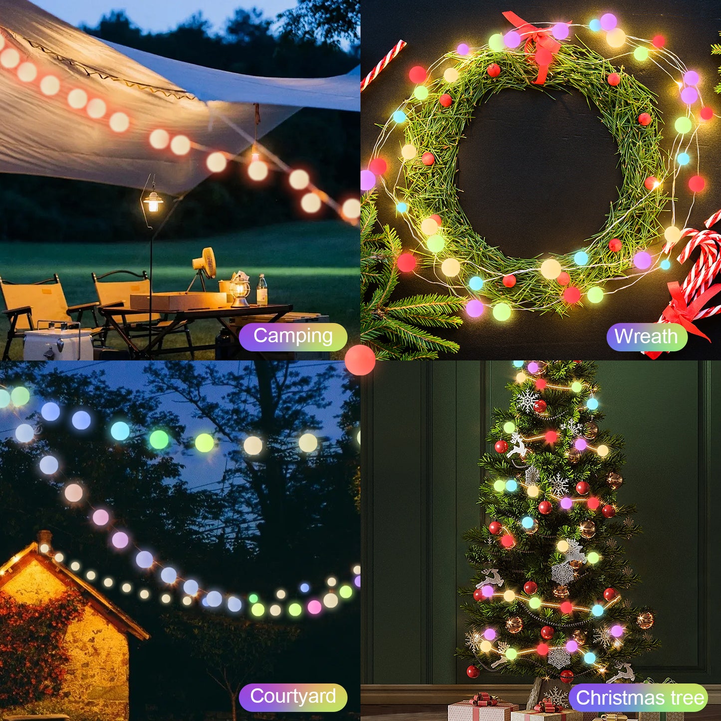 LOFTER-PRO Smart String Lights, Outdoor Lights with Dimmable Warm White LED Bulbs, 47 Scene Modes for Patio, Backyard, Balcony, IP65 Waterproof, App Control and Remote Control