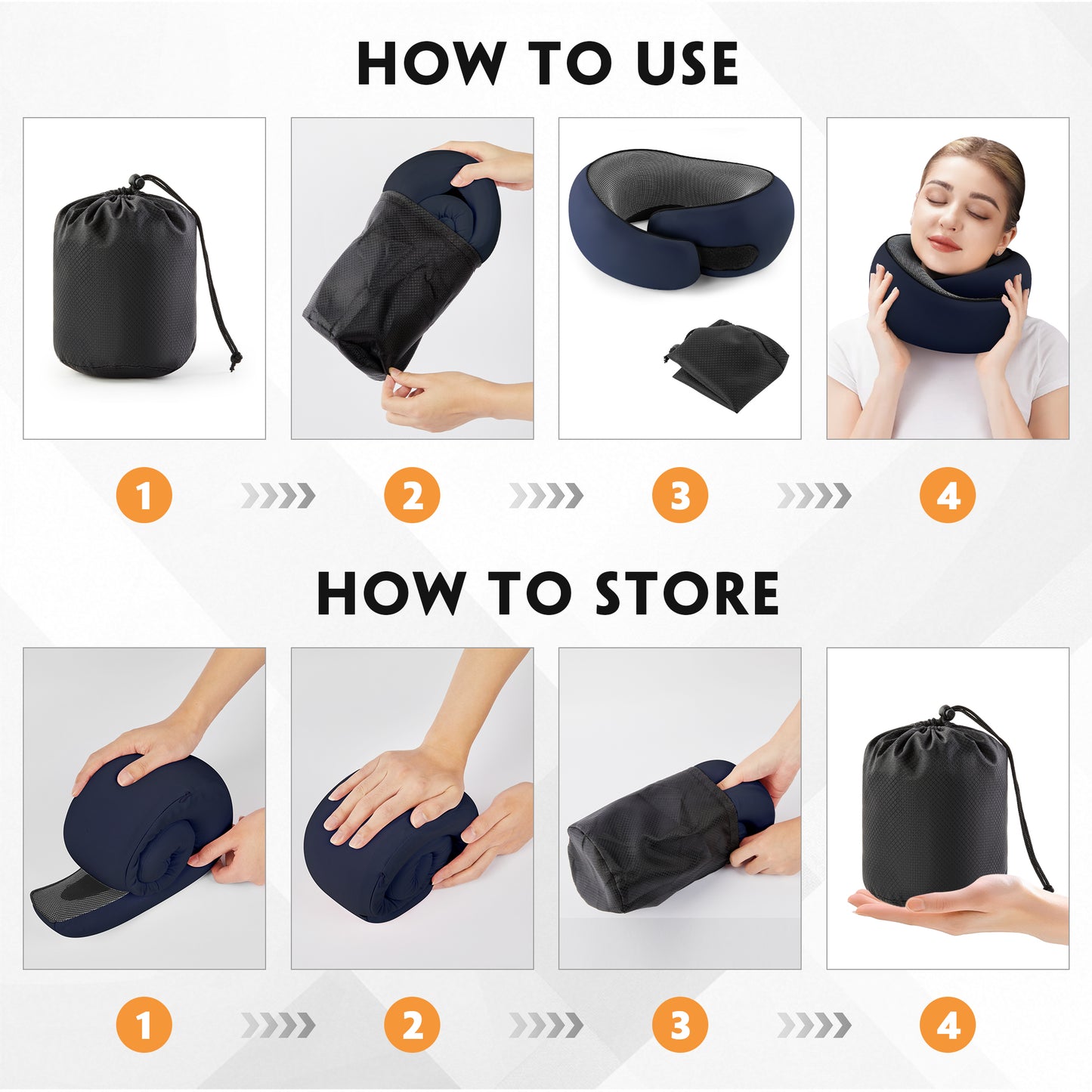 MOONORAH Travel Pillows for Airplanes, Travel Neck Pillow Travel Pillow, 360° Support Memory Foam Travel Pillow with 3D Contoured Eye Mask, Earplugs and Storage Bag for Airplanes Offices, Cars, Blue