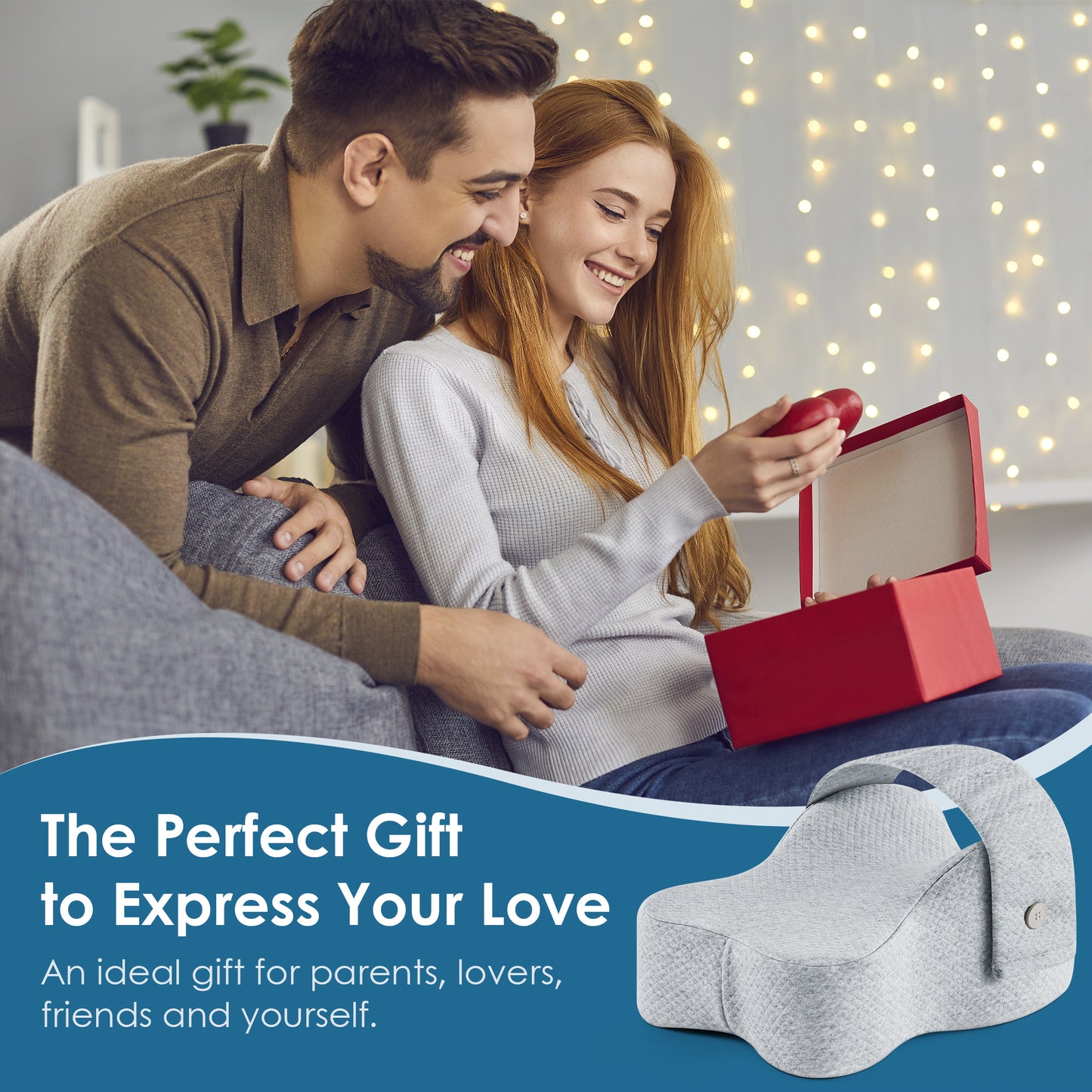 KAIPARA Knee Pillow for Side Sleepers, Memory Foam Knee Support Pillow, Comfortable Leg Pillow for Side Sleeping with Adjustable Strap, Relief for Sciatica, Back, Hips, Knees, Joints, Gray