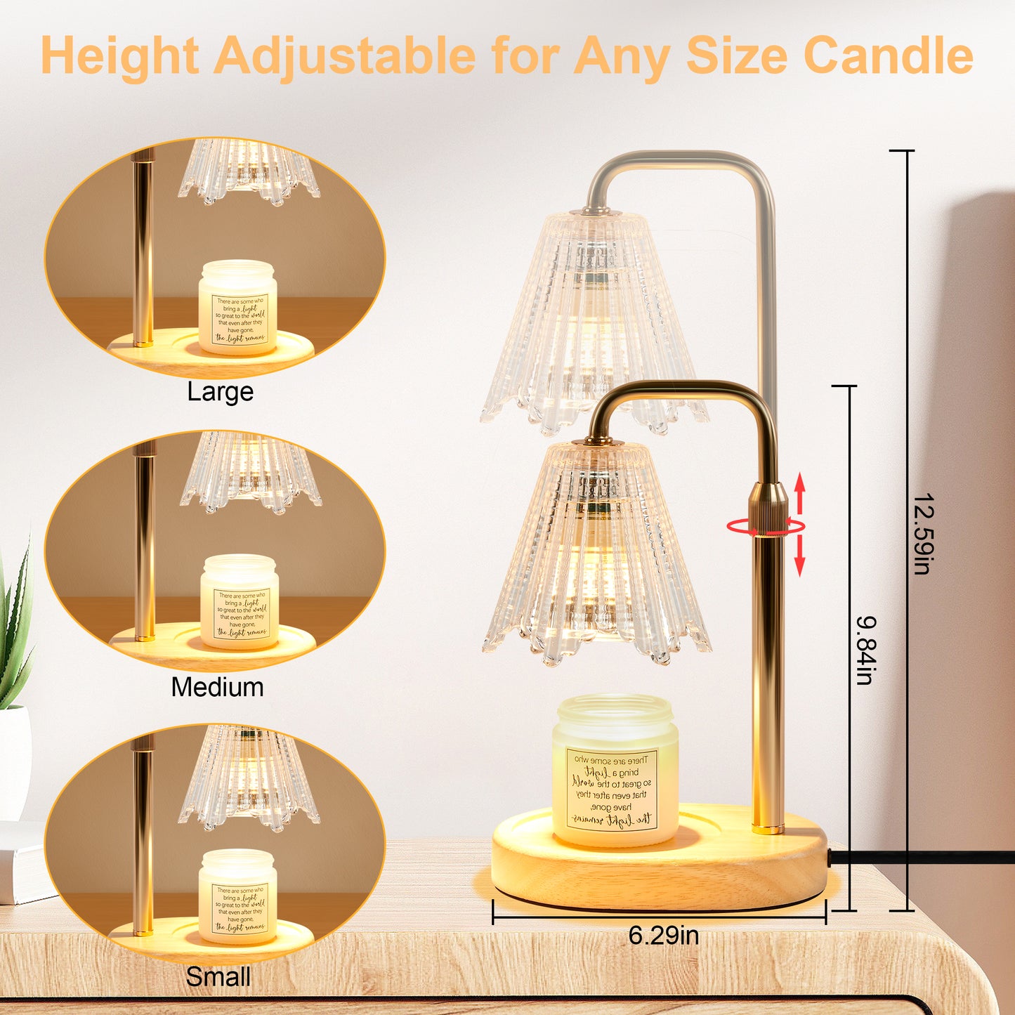 LOFTER-PRO Candle Warmer Lamp with Timer & RGB Lights, Adjustable Dimmable & Height - Electric Top Down Melting for All Jar Candles - Wax Melter Light for Home Decor (Includes 2 Halogen Bulbs)