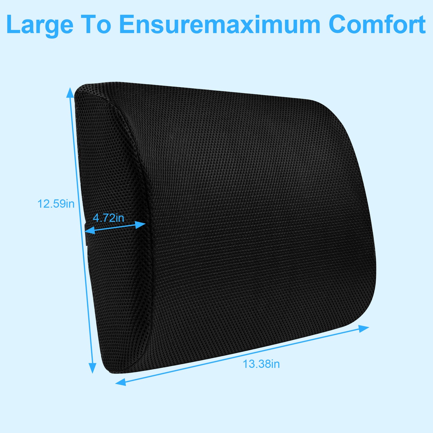 WANALIT Ergonomic Lumbar Support Pillow for Office Chair & Car - Memory Foam Back Cushion for Lower Back Pain Relief - Breathable Mesh Cover with Adjustable Straps, Black