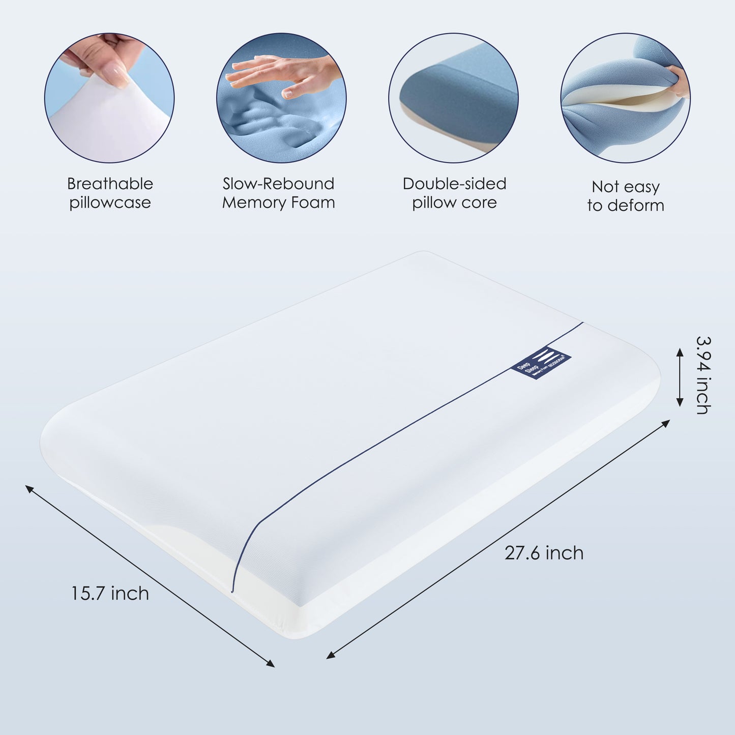 MOONORAH Bed Pillows, Cooling Memory Foam Bed Pillow for Neck Pain Relief, Two-Sided Cooling Pillow for Back, Stomach or Side Sleepers, Hotel Quality Bed Pillows Soft, Queen Size, 28" x 16"