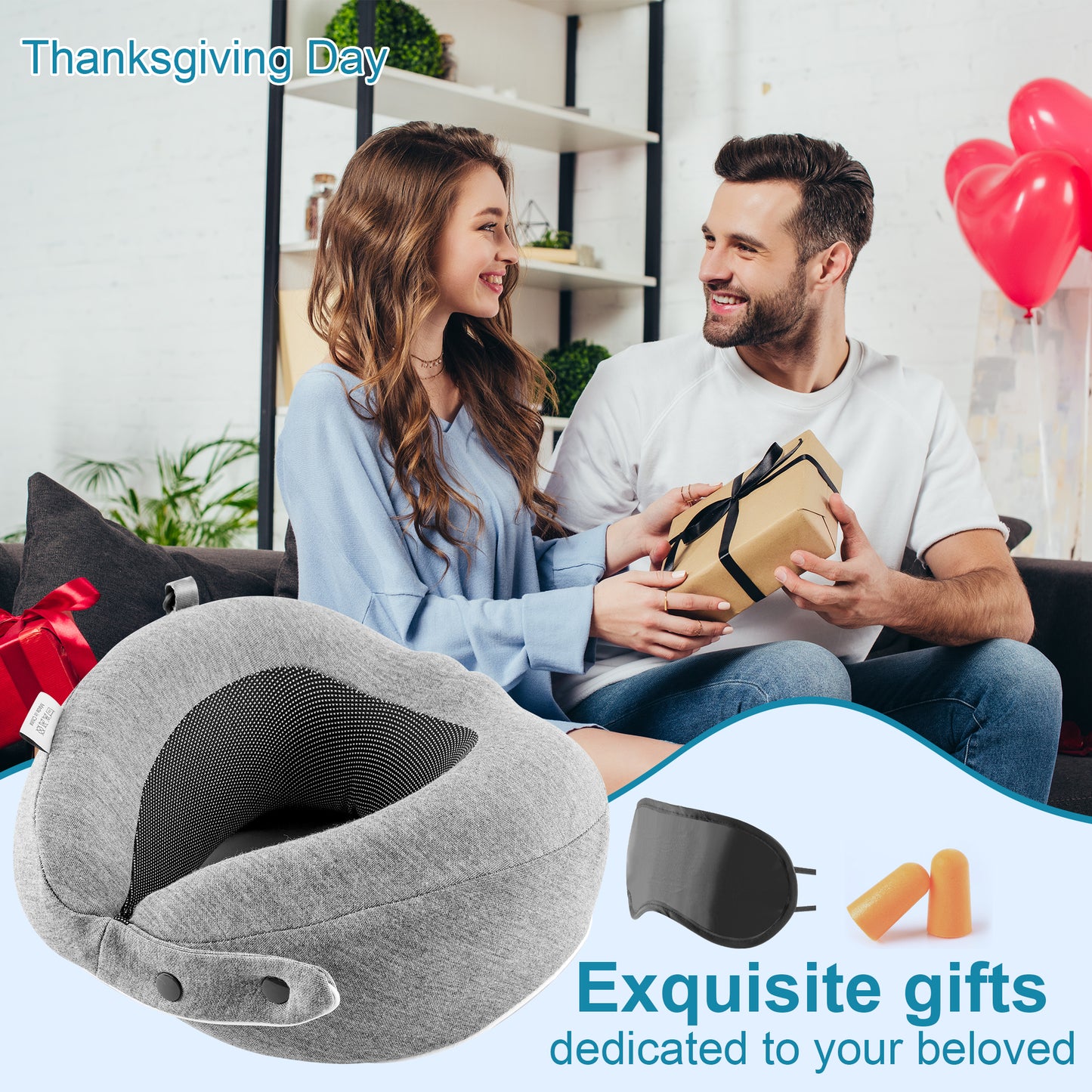 MOONORAH Travel Neck Pillows for Airplanes, Memory Foam Travel Neck Pillow-Folding Travel Pillow with Eye Masks, Earplugs, and Luxury Bag | Ergonomic Support for Air Travel, Car, Office (Gray)