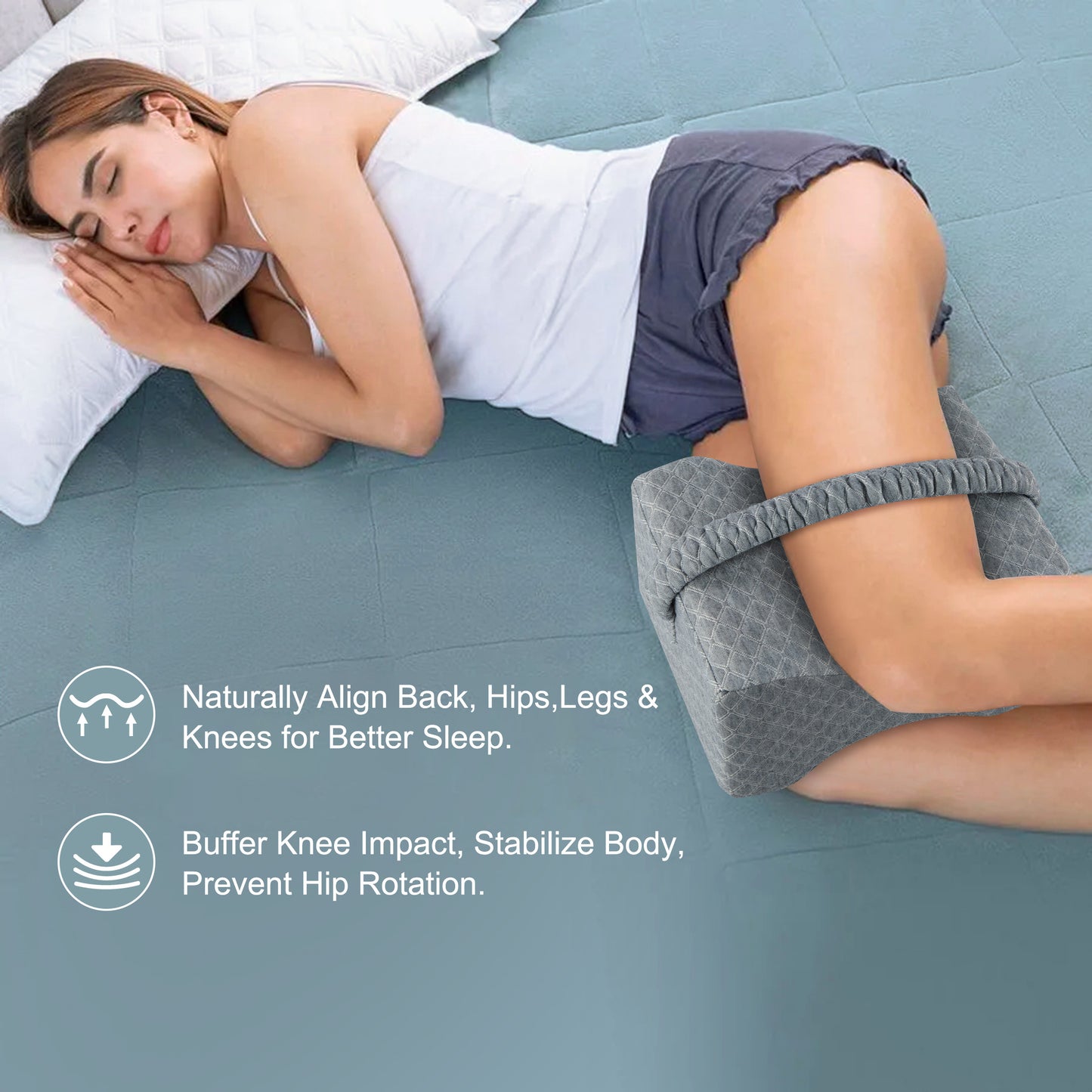 MOONORAH Knee Pillow for Side Sleepers,Leg Pillow for Sciatica, Back, HIPS, Knees, Joints Pain Relief,Washable Cover,Grey