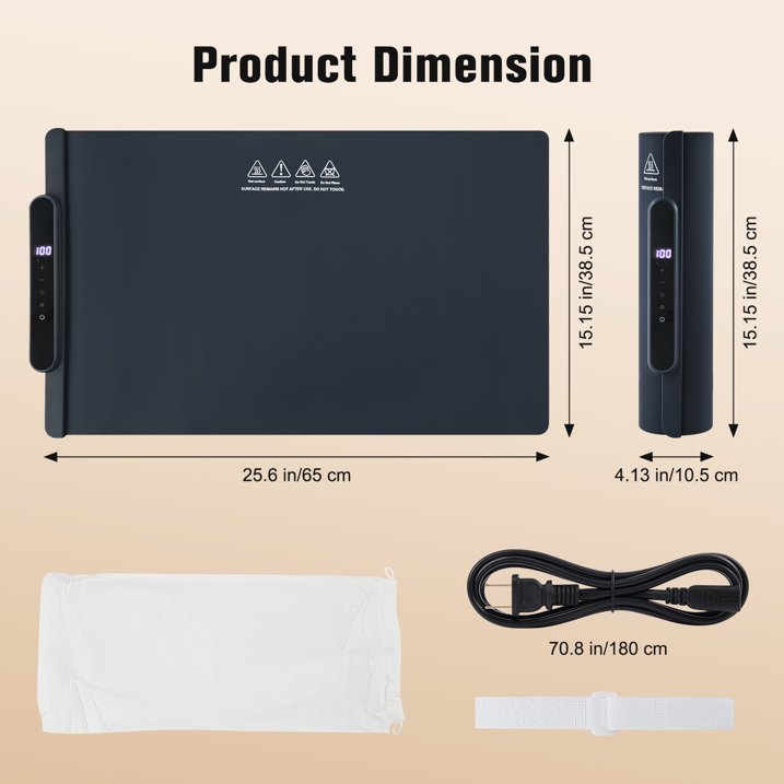 KAIPARA Warming Mat for Food, 25.6" x 15.15" Fast Heating in 10s with 11-Level Temp & 10H Timer Settings, Portable Countertop Food Warmers for Parties, Buffet, Black