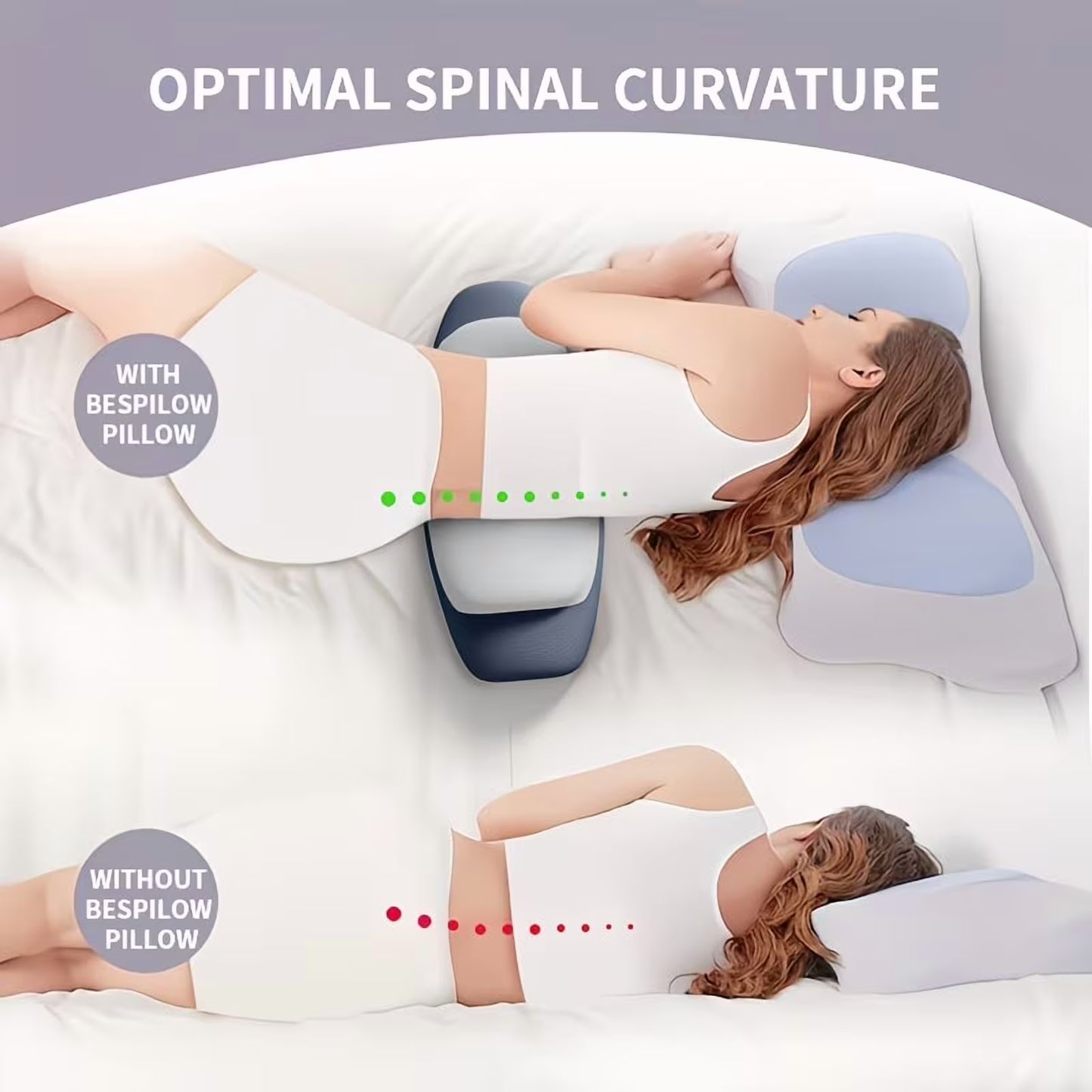 MOONORAH Lumbar Support Pillow - Memory Foam Ergonomic Design - Standard/Queen, Blue