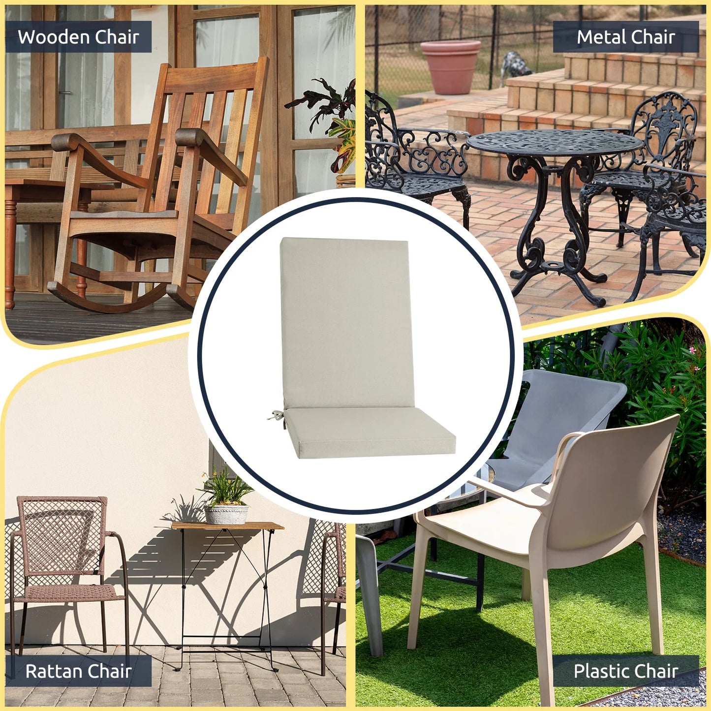 MOONORAH Outdoor Chair Cushions, Patio Seat Cushions Outdoor Chair Pads, 42"L x 18"W Rectangle Waterproof Outdoor Chair Cushion Garden Sofa Couch Chair Pads, Premium Comfortable, Grey