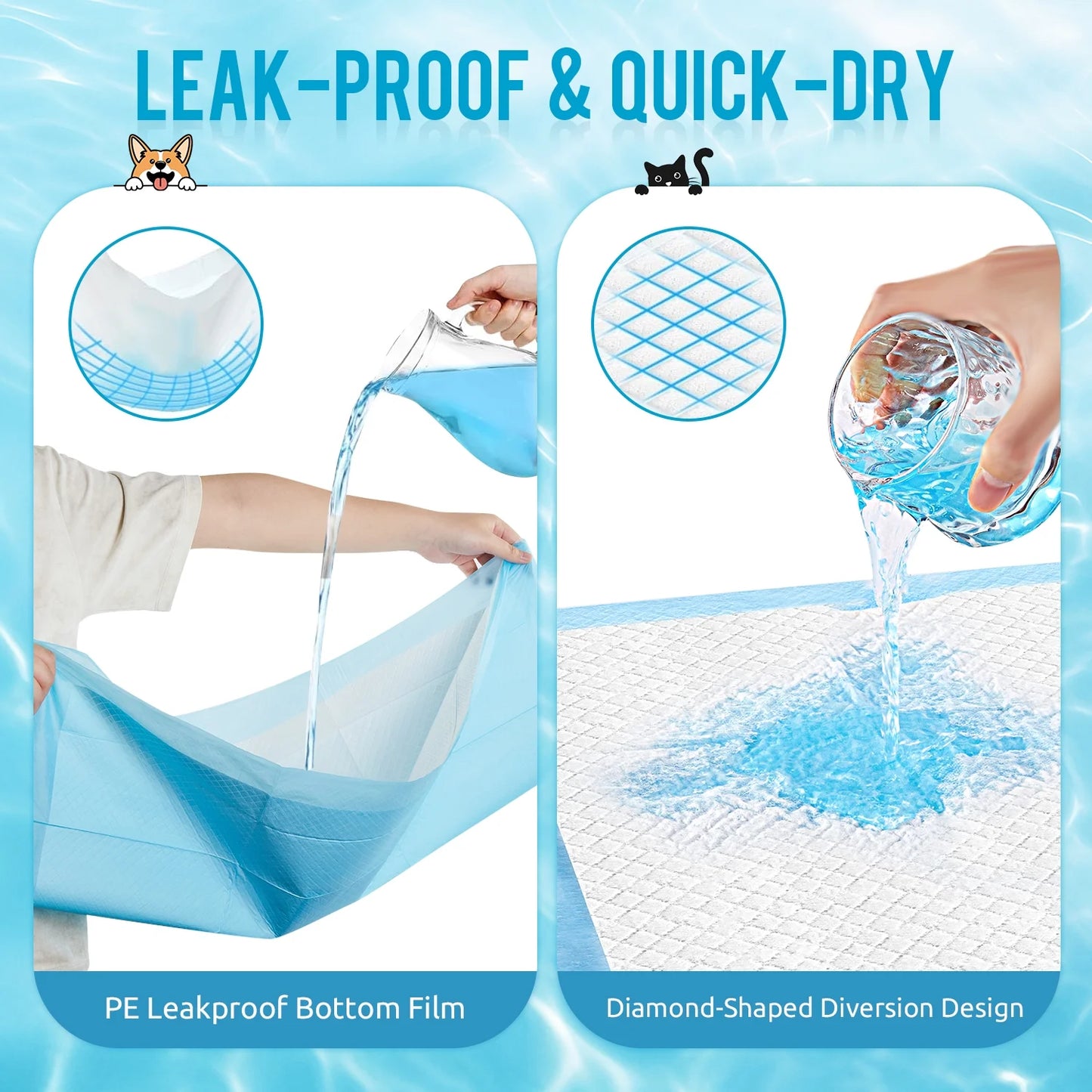 MOONORAH Dog Puppy Pee Pads, X-Large Training Puppy Pee Pads Super Absorbent & Leak-Proof, Pet Training Pads Supplies Pee Pads for Dogs, 24" x 36", 30 Count