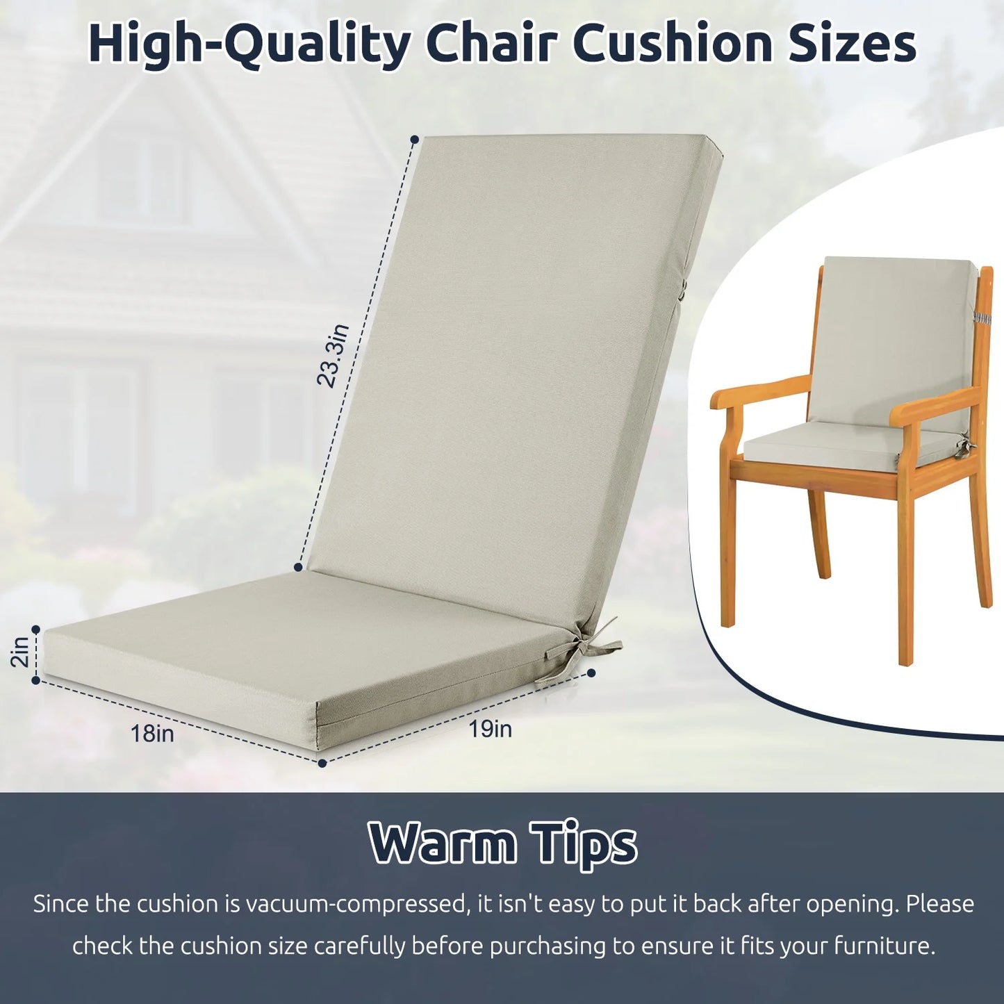 MOONORAH Outdoor Chair Cushions, Patio Seat Cushions Outdoor Chair Pads, 42"L x 18"W Rectangle Waterproof Outdoor Chair Cushion Garden Sofa Couch Chair Pads, Premium Comfortable, Grey