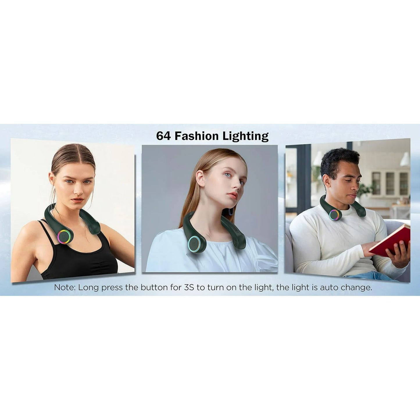 LOFTER-PRO Portable Neck Fan, Hands-Free Bladeless, 3 Speeds, 4000 mAh Battery Operated Wearable Personal Fan, Twistable, Rechargeable, Gift for Women Men, White