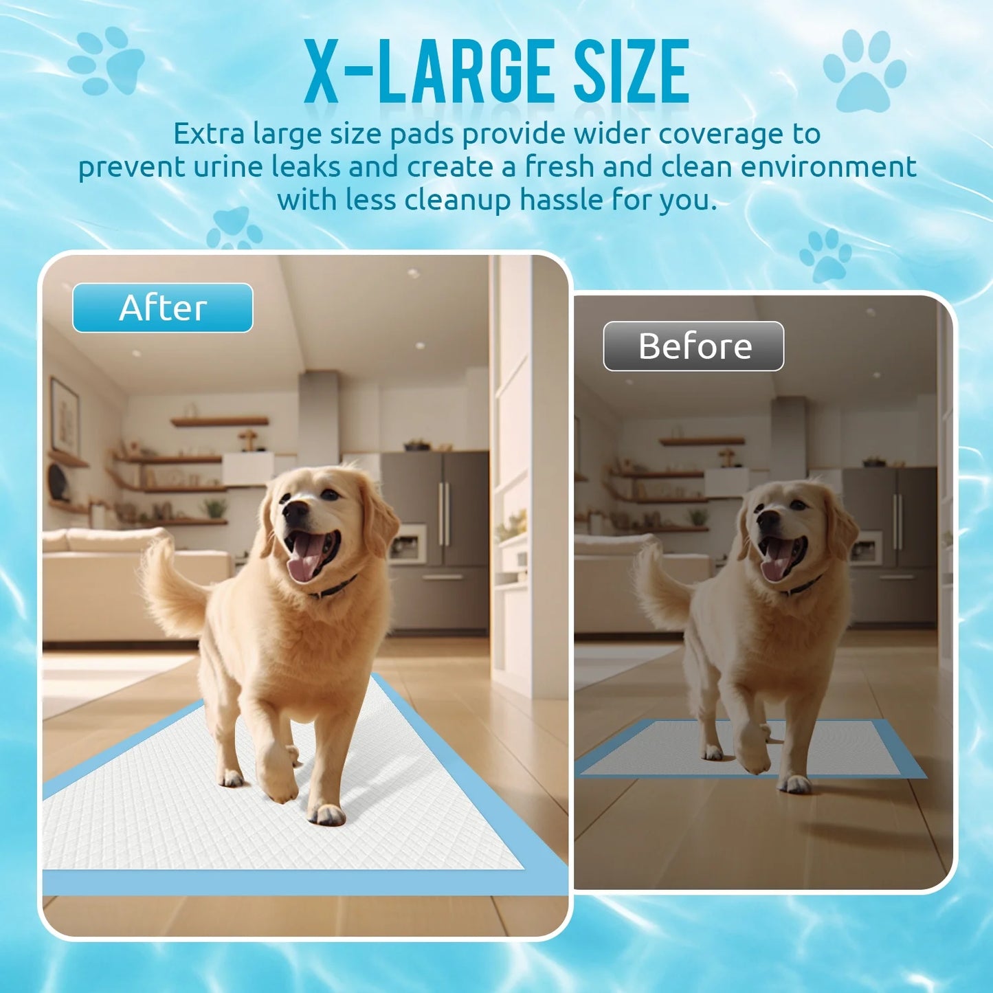 MOONORAH Dog Puppy Pee Pads, X-Large Training Puppy Pee Pads Super Absorbent & Leak-Proof, Pet Training Pads Supplies Pee Pads for Dogs, 24" x 36", 30 Count
