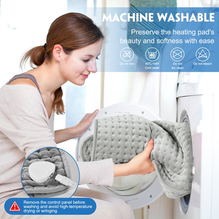MOONORAH Electric Heating Pad, 9 Heat Settings with Auto Shut off, 33 x 17 in XXL Heating Pad for Back Shoulder Relief, Christmas Gifts for Mom Dad, Gray