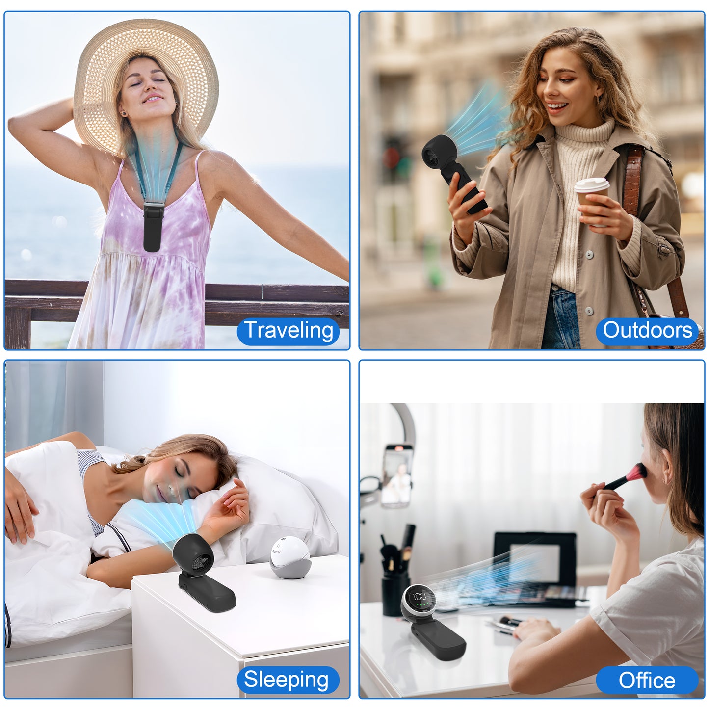 LOFTER-PRO Portable Handheld Fan, Handheld Mini Fan, 3 In 1 Small Pocket Fan with 5000mAh, 100 Speed Wind, 180° Adjustable, USB Rechargeable Foldable Fan, for Travel Outdoor Home Office, Black