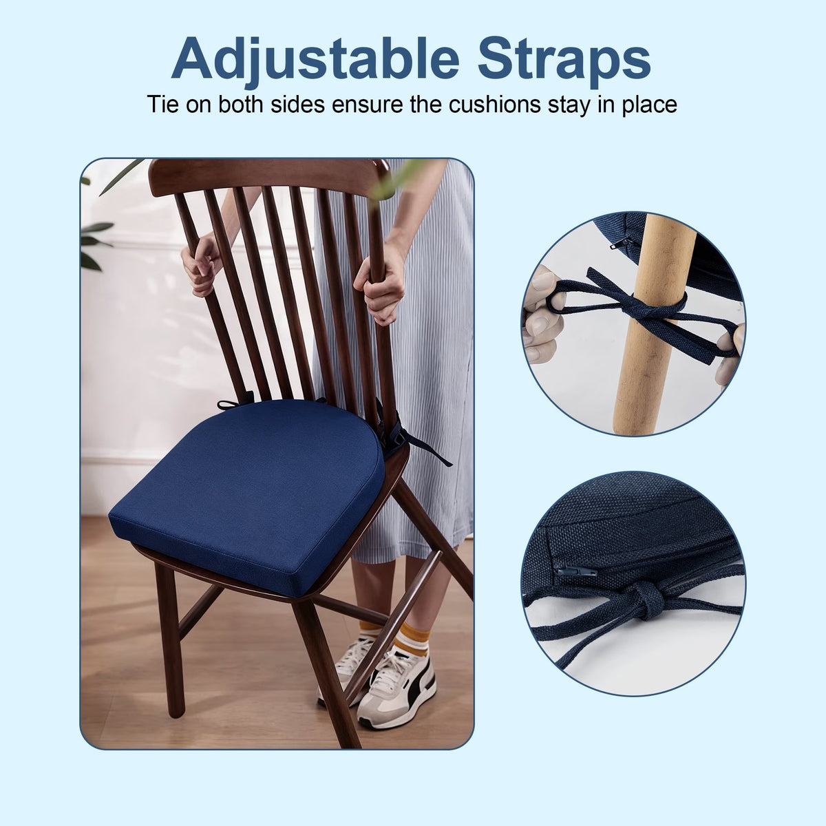 Panpaddle Outdoor Seat Cushions Rounded Square - Waterproof - 4 Pack, 17 x 16 x 2 in Blue