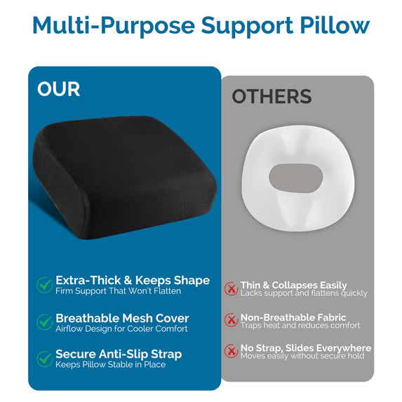 Kaipara Extra Thick Chair Cushion for Office Chair, 6" Booster Seat Cushion for Height Increase & Pain Relief, High Resilience Foam Seat Cushion with Non-Slip Bottom, Strap & Handle, 18 x 16 x 6 inch