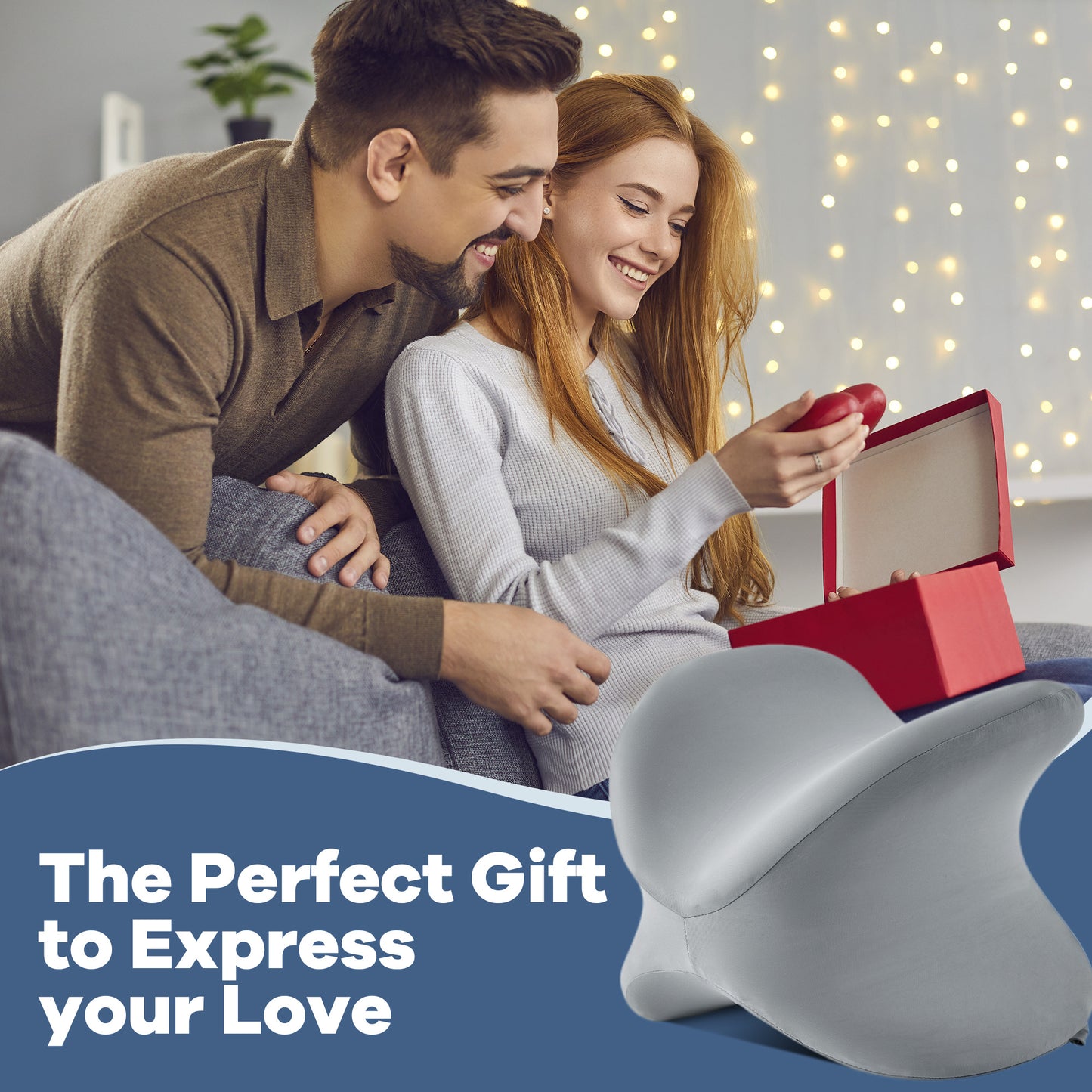 KAIPARA Knee Pillow for Side Sleepers, Contour Heart-Shape Memory Foam Cushion for Hip & Back Pain Relief, Ice Silk & Washable Cover, Gray