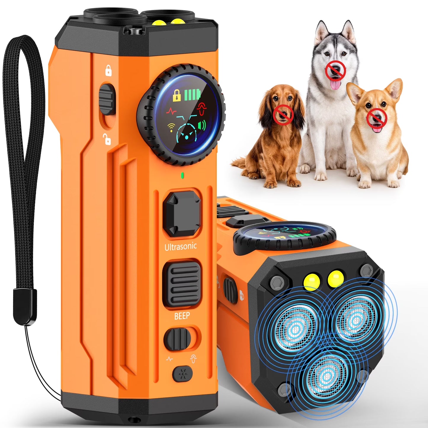 Kaipara Dog Bark Deterrent Device - 3X Ultrasonic Anti Barking, 35 ft Range