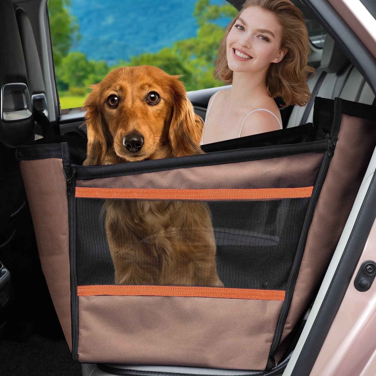 Kaipara Foldable Dog Car Seat - Waterproof with Safety Belt - Medium