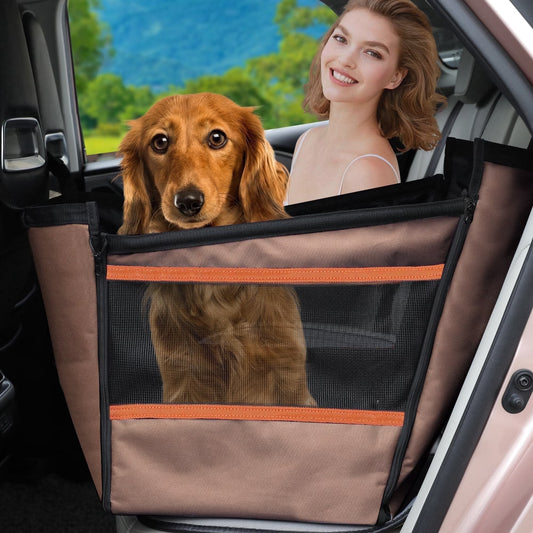 Kaipara Foldable Dog Car Seat - Waterproof with Safety Belt - Medium