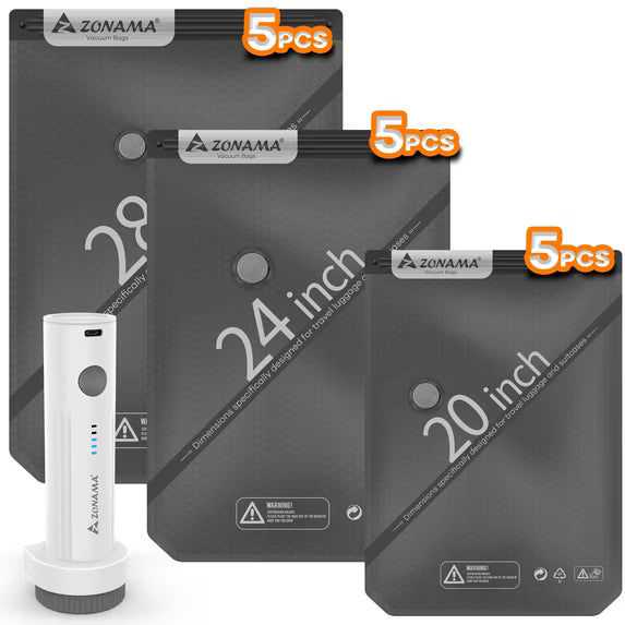 LOFTER-PRO Travel Vacuum Storage Bags with Wireless Pump - Space Saver - 15 Pack