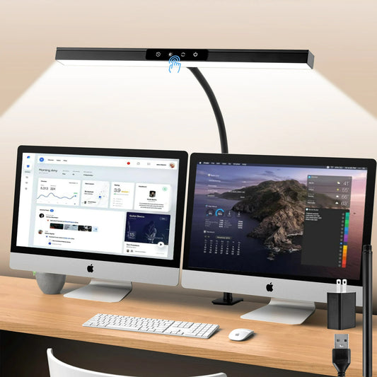 LOFTER-Pro LED Desk Lamps with Clamp, Architect Table Lights for Home Office, Long Flexible Gooseneck Memory Desk Lights with Touch Control, USB Charging Port, 3 Color Modes, Black