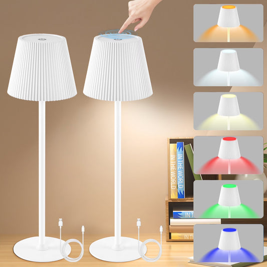 LOFTER-Pro 15" Desk Lamp with Metal Base, 2 Pack Rechargeable Dimmable Light, 3-Color Stepless Dimming for Bedroom and Office