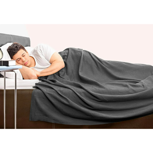 MOONORAH Bed Blanket, 100% Cotton Waffle Blanket Twin XL Size Soft Lightweight Bed Blanket for All Season, Cooling Blankets for Bed, 70" x 80", Gray