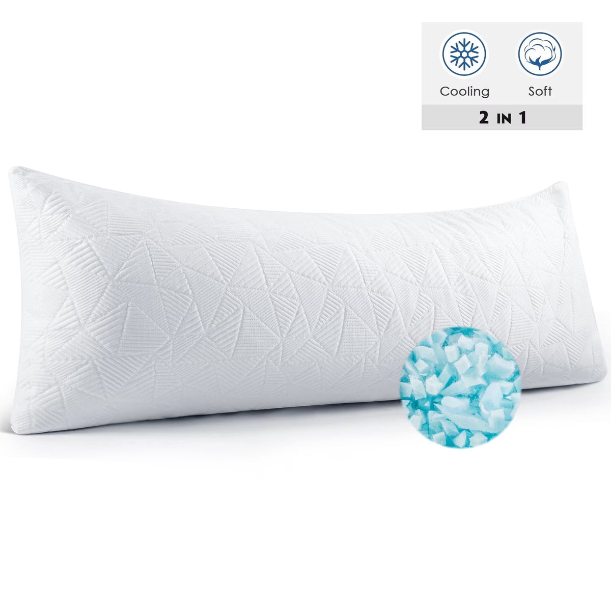 MOONORAH Memory Foam Body Pillow - Cooling Firm for Side Sleeper - 20x54 in White