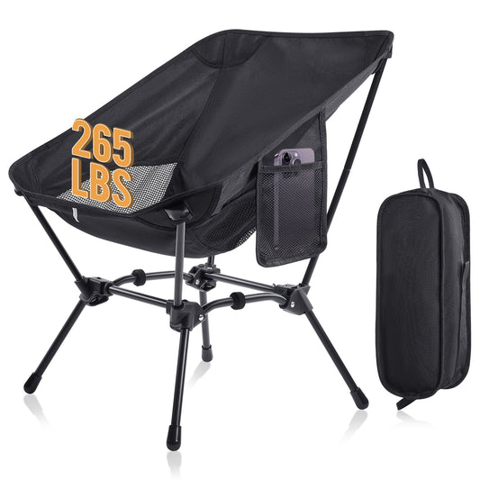MOONORAH Camping Chair, Folding Portable Camping Chairs, Lightweight Compact Folding Chair Mesh for Outdoor Camp Travel Beach Picnic Festival Hikin with Side Pocket, Storage Bag, Black