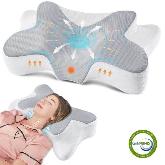 MOONORAH Cervical Pillow for Sleeping Memory Foam Neck Pain Relief Contour Orthopedic Ergonomic Pillows for Women Side Sleepers,Queen Size 26"Lx14.6"Wx5.1"H,Gray