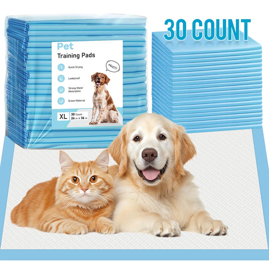 MOONORAH Dog Puppy Pee Pads, X-Large Training Puppy Pee Pads Super Absorbent & Leak-Proof, Pet Training Pads Supplies Pee Pads for Dogs, 24" x 36", 30 Count