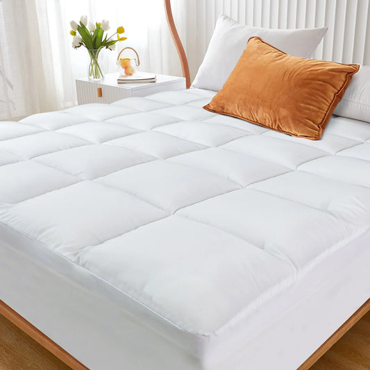 MOONORAH King Mattress Topper, Extra Thick Mattress Pad Cover for Back Pain with 8-21" Deep Pocket, White