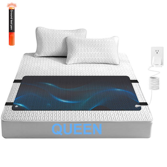 MOONORAH Grounding Mat for Bed, Earthing Mat Grounding Pad for Sleeping, Anti-Slip PU Leather Grounding Mattress with Cord for Reduced Anxiety, Pain, Inflammation, Headache Relief, Balance - Full