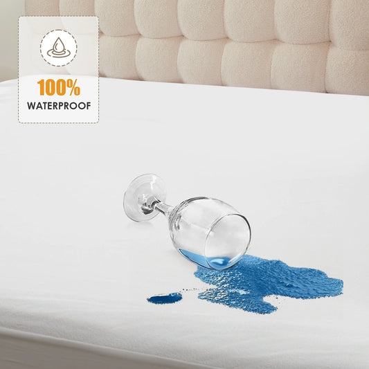 MOONORAH Mattress Protector, Waterproof Mattress Cover Pad with Deep Pocket, Full Size Machine Washable Soft Breathable Bed Mattress Protectors with Stretchable Pockets - White