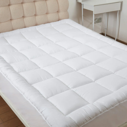 MOONORAH Mattress Topper, Twin Mattress Cover for Back Pain Relief, Extra Thick Plush Pillow Top Mattress Pad with Deep Pocket- White