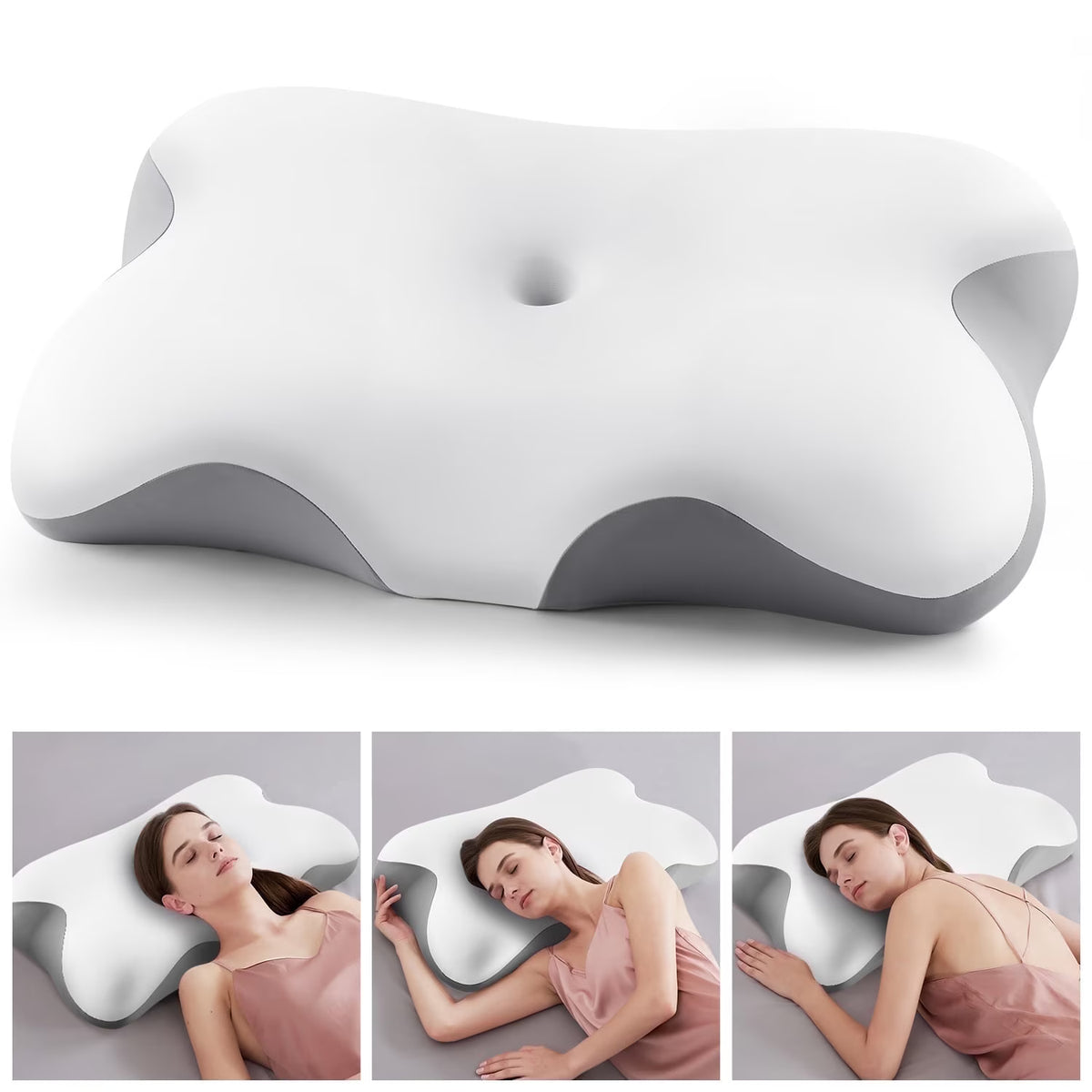 MOONORAH Memory Foam Neck Pillow - Extra Soft for Back Sleepers - Queen, Gray