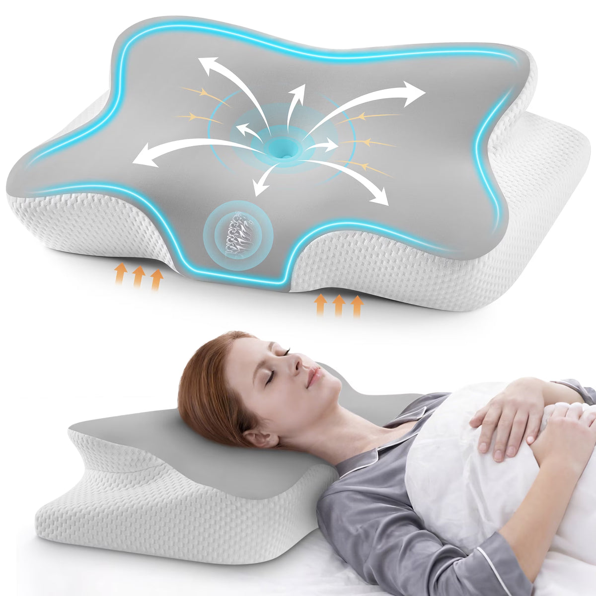 MOONORAH Orthopedic Butterfly Cervical Pillow - Memory Foam for Side Sleepers - Standard