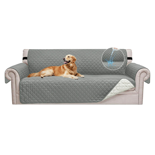 MOONORAH Reversible Couch Cover, 100% Water Resistant Slipcover Furniture Protector, Machine Washable Couch Cover for Kids, Dogs, Pets, 3 Cushion Sofa Size 66''x75", Grey