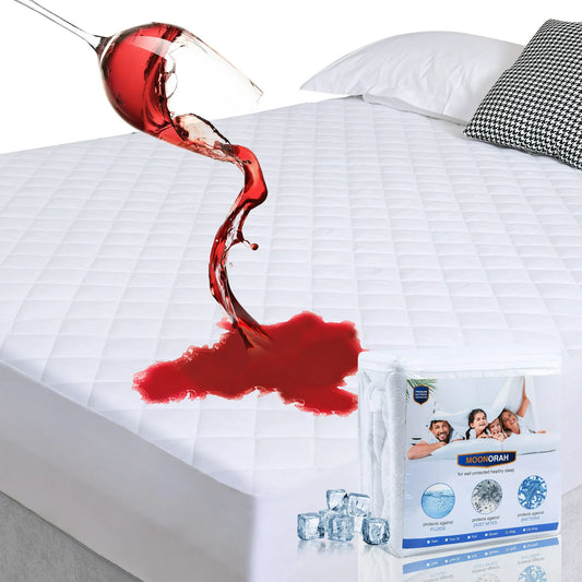 MOONORAH Waterproof Mattress Protector King Size Bed Mattress Pad Cover, Bed Cover 3D Air Fabric Cooling Fitted Mattress Ultra-Soft Breathable with 8''-21'' Deep Pocket Fits - White