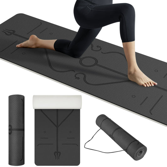 MOONORAH Yoga Mats Non Slip, 6mm Thick Exercise Fitness Mat for Women and Men All Types of Yoga, Pilates & Floor Workouts with Net Bag, Carrying Strap (72"L x 24"W, Black)