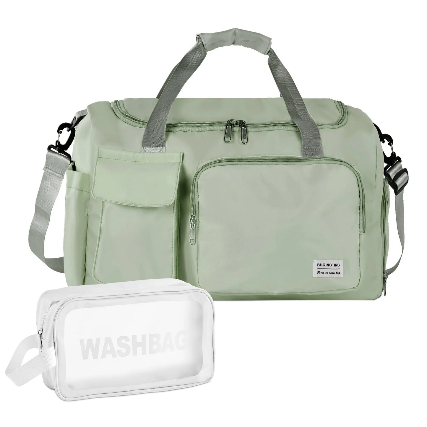 Onekawa Gym Bag 35L for Men & Women -Travel Duffel Bag , Waterproof Sports Duffel Bag with Toiletry Bag, Foldable Travel Backpack for Camping, Yoga, Weekend Trips - Green