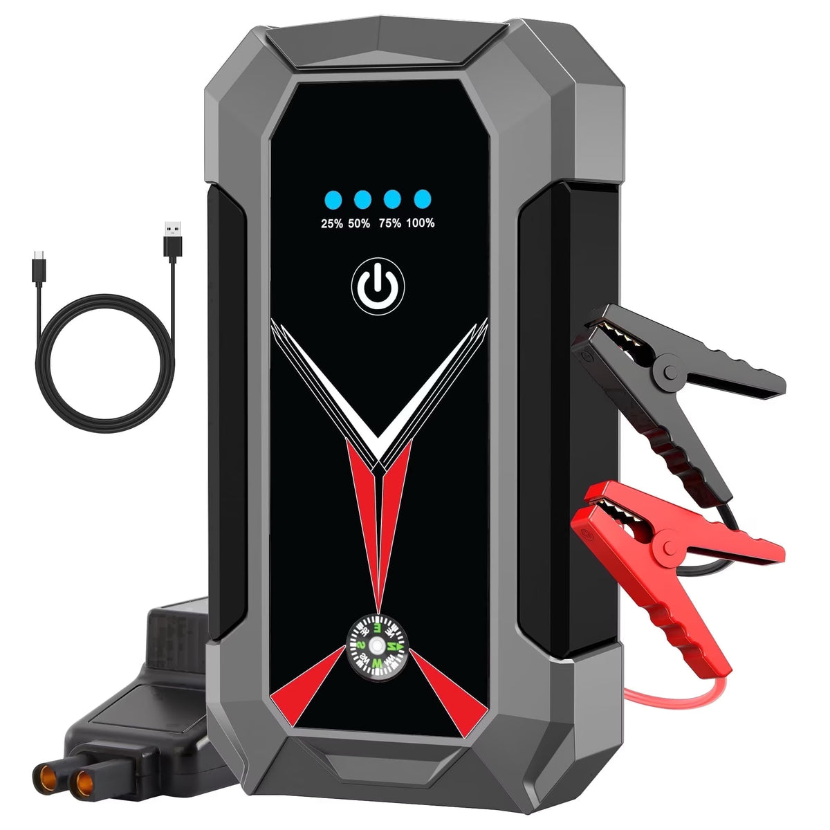 Panpaddle Portable Car Jump Starter - 4000A 10000 mAh for 12V Gas Diesel - Black