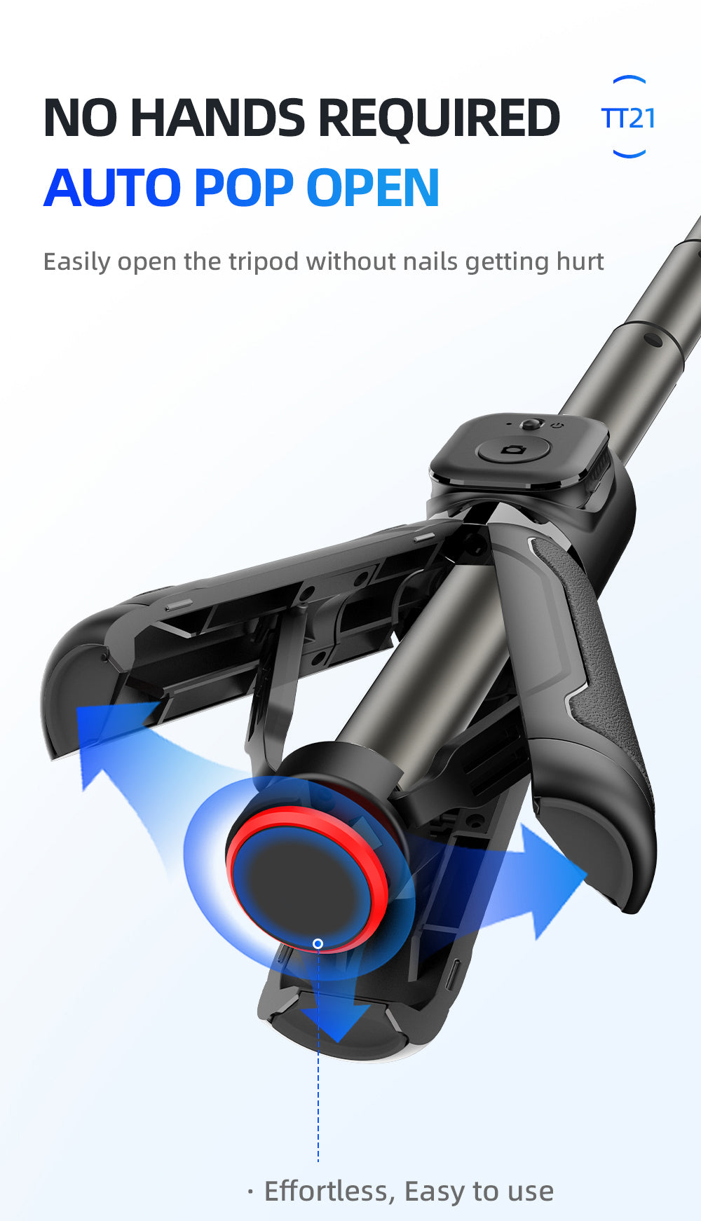 WANALIT Mini Selfie Stick Tripod Stand with Automatic Pop-Up, Aluminum Alloy Portable Phone Tripod, Extendable Remote Selfie Stick for iPhone/Android, Compact Travel Phone Holder for Photos & Videos
